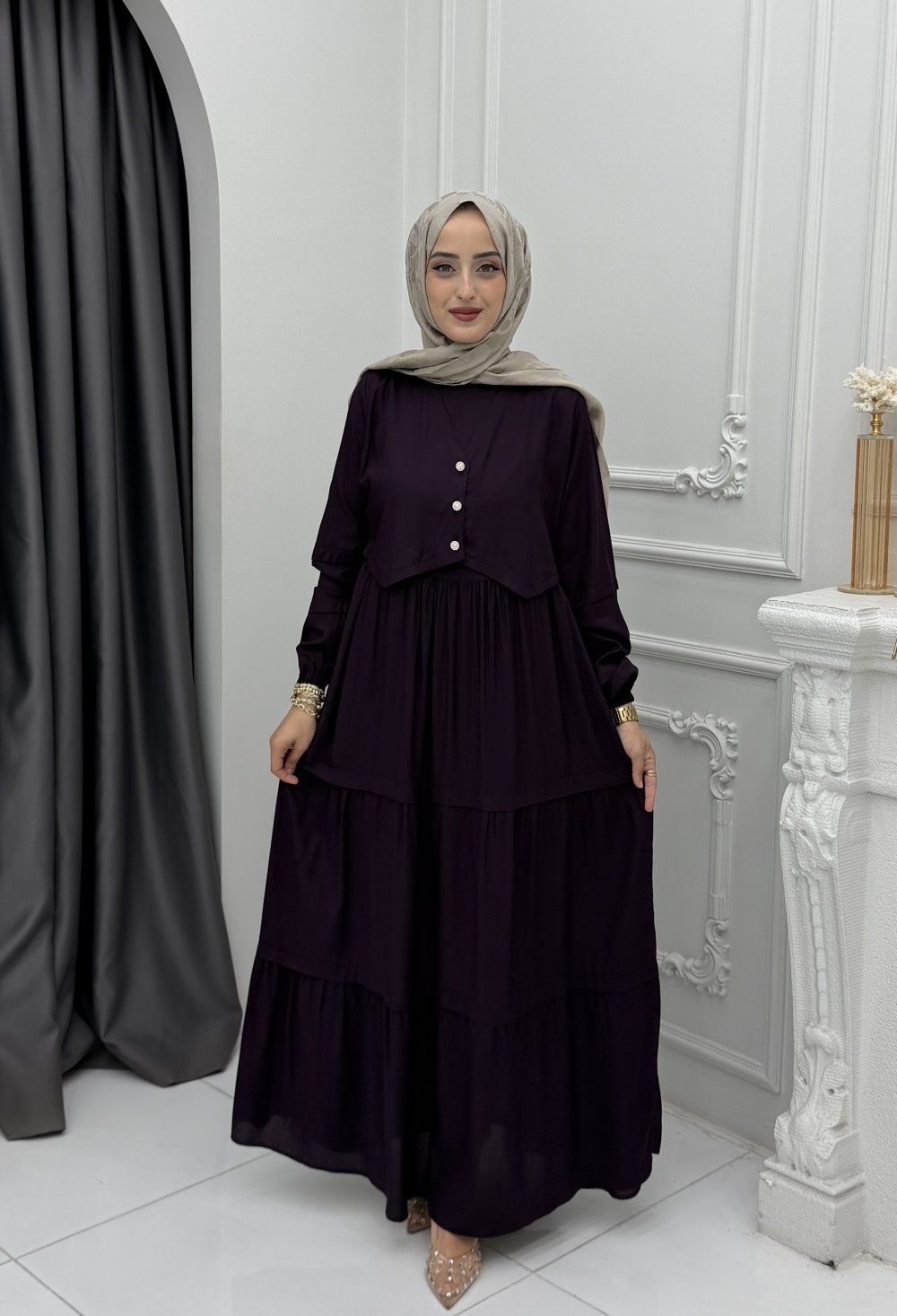 Akasya Elbise Siyah — Mor